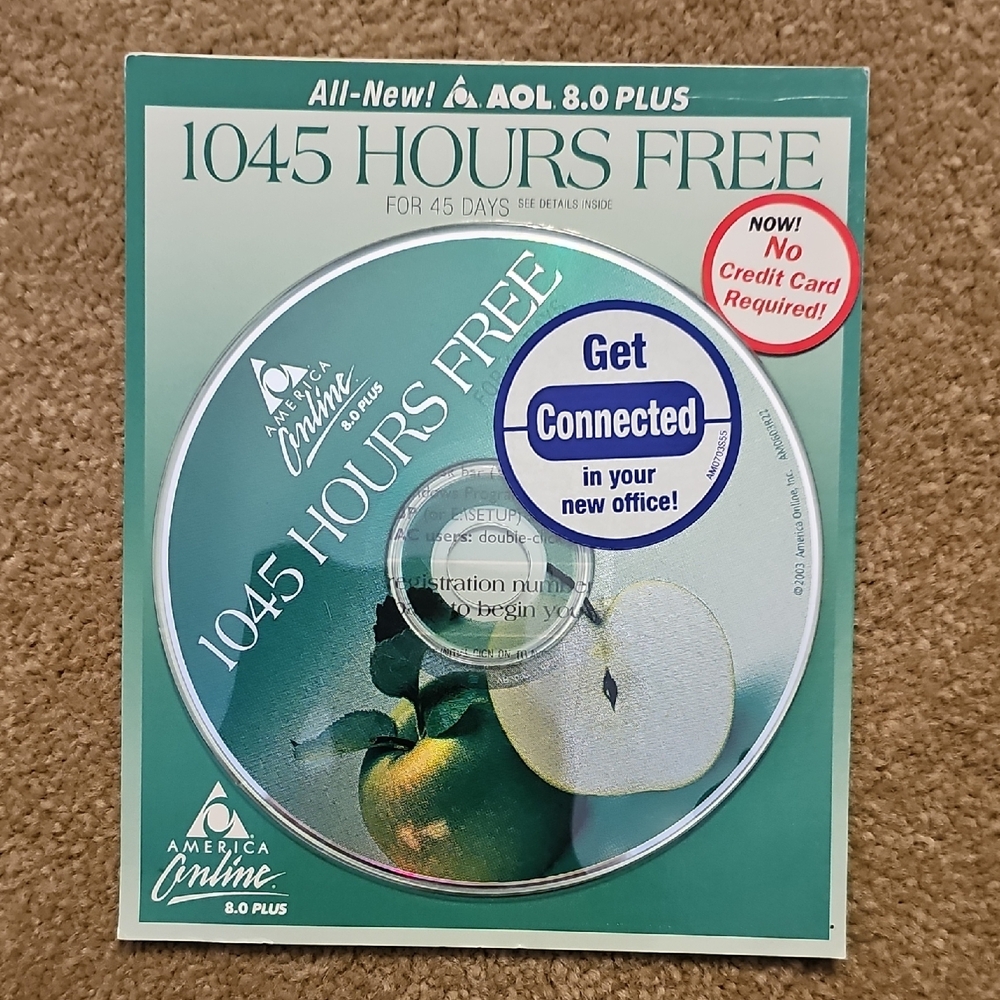AOL 8.0 Plus CD with 1045 Hours Free